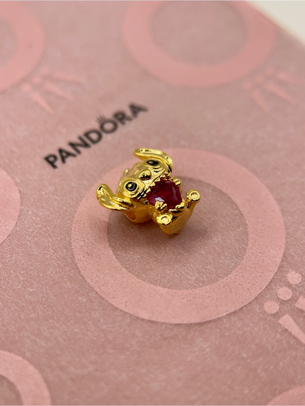 Pandora Disney Lilo & Stitch Gold Red Heart Crystal Charm - Picture 5 of 6